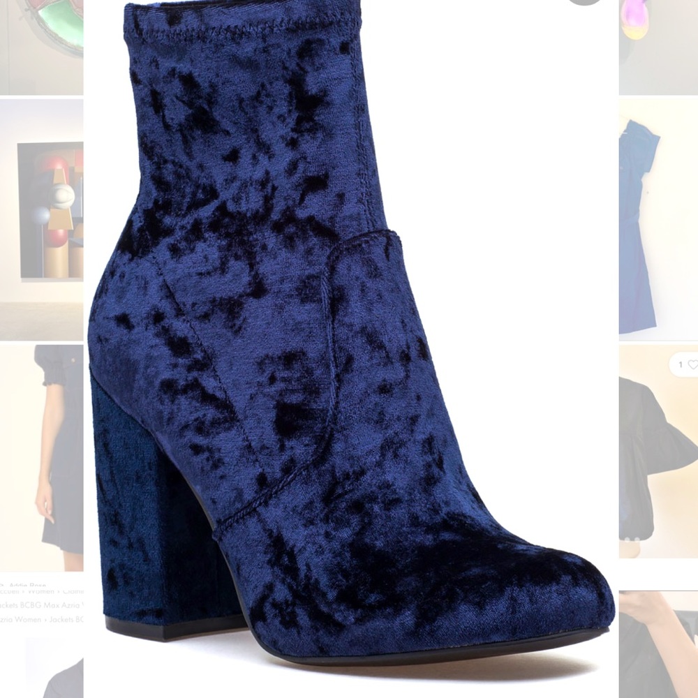 New Navy Velvet Booties